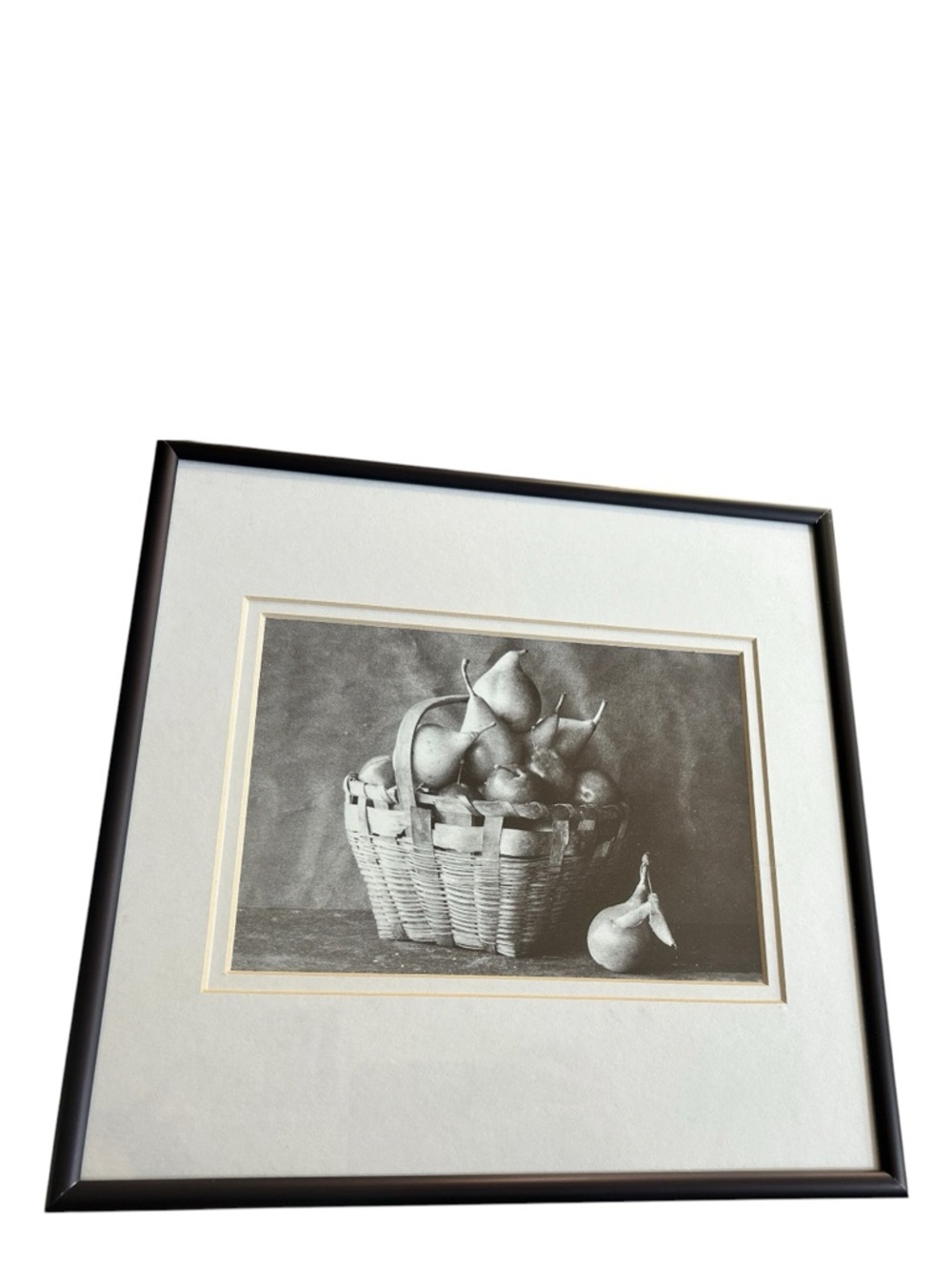 Rare Vtg Wall Art Basket of Pears 11”x11”
